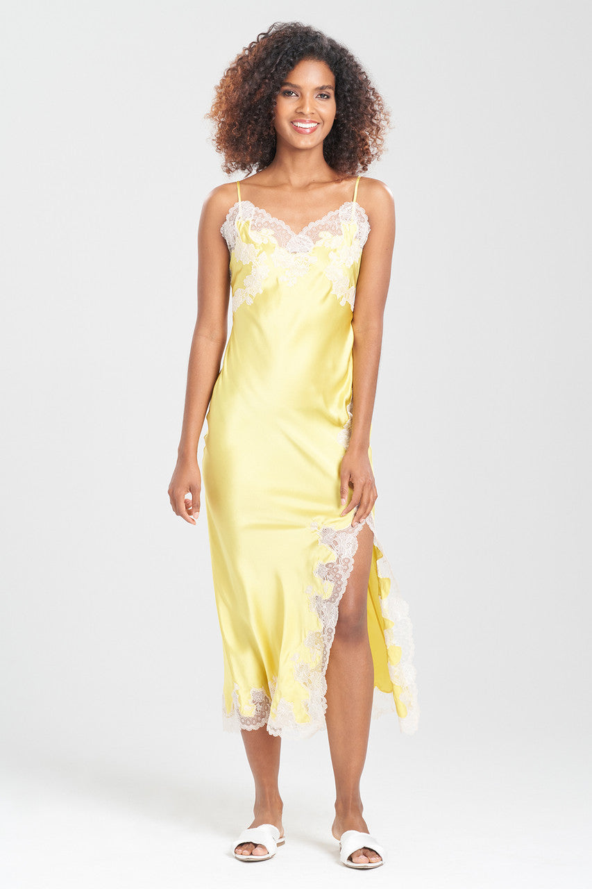 Lolita Lace Slit Silk Slip Dress
