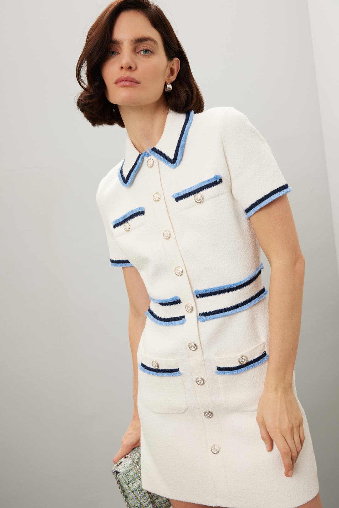 Maje Risal Dress Cream-blue