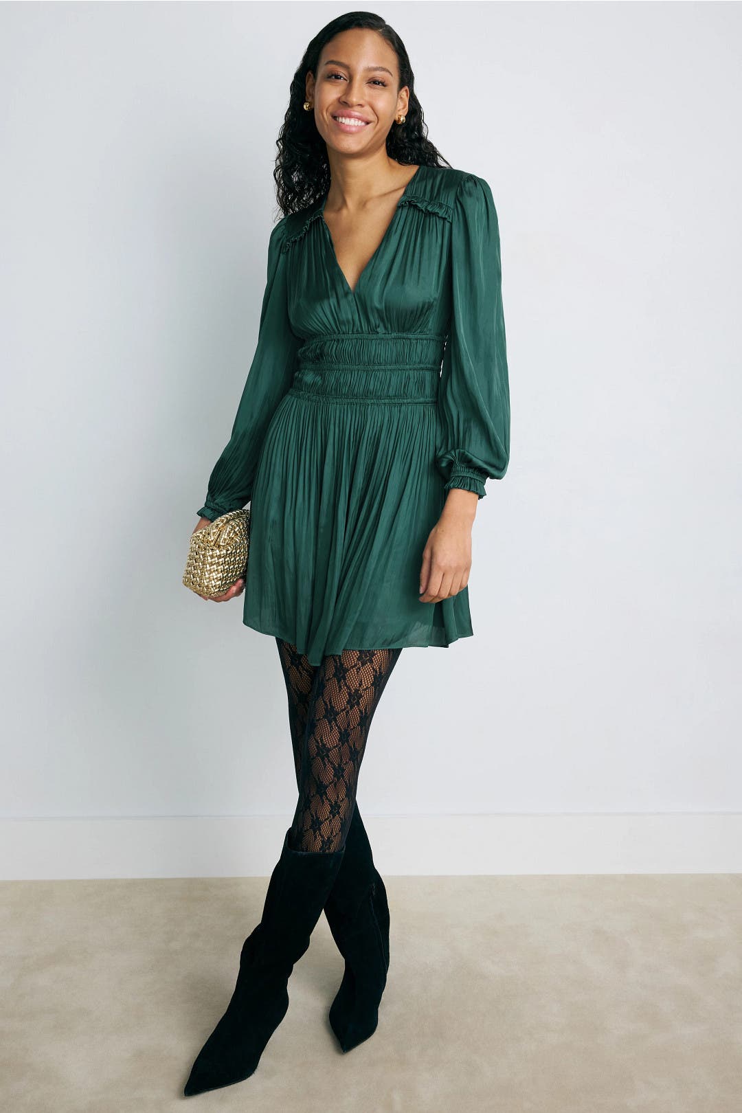 Maje Green Silk Mini Dress Green