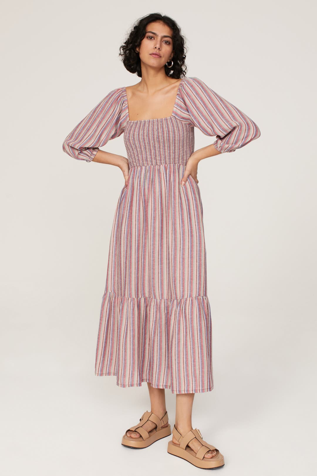 Marine Layer Stripe Midi Dress Multicolored-print