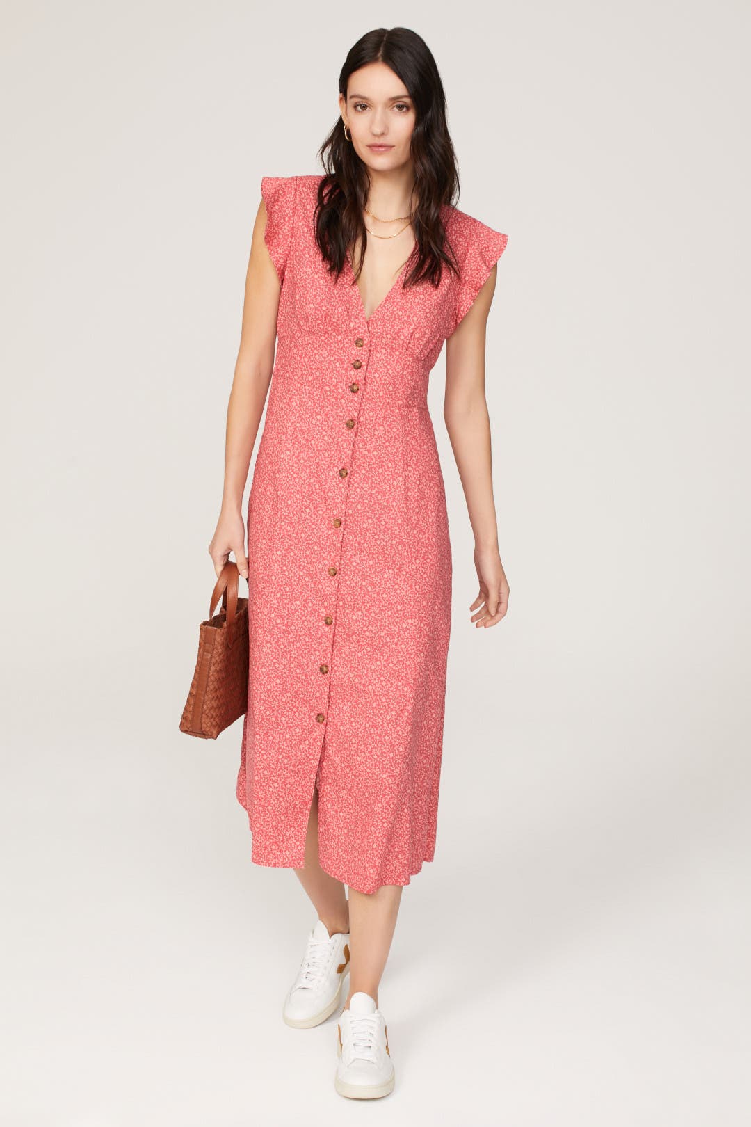 Marine Layer Camila Midi Dress Red-print