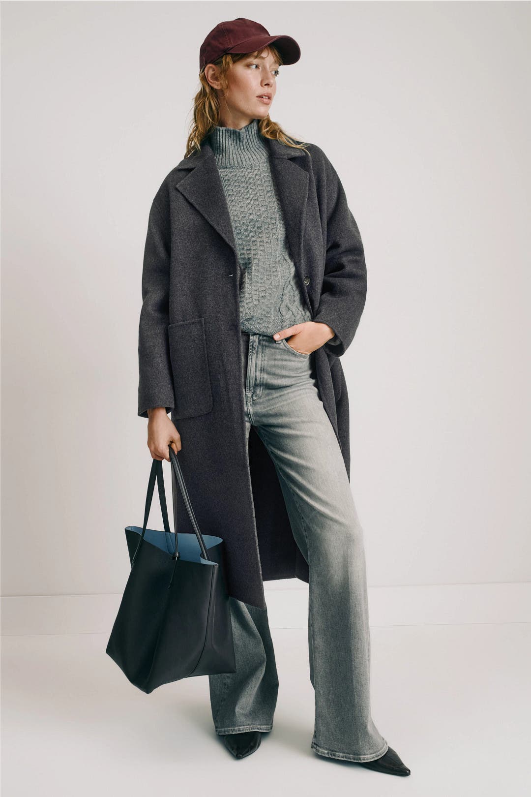 Marine Layer Collette Oversized Longline Coat Grey