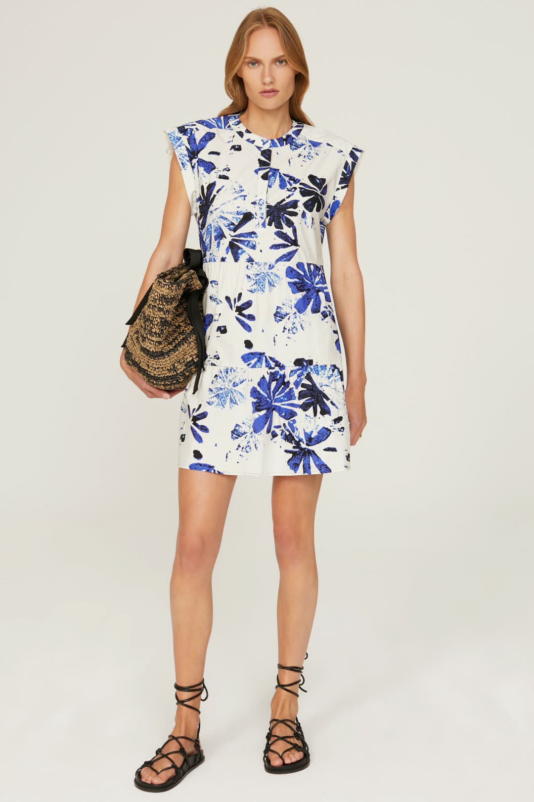 Marie Oliver Blue Floral Lachlan Dress Blue-white-print