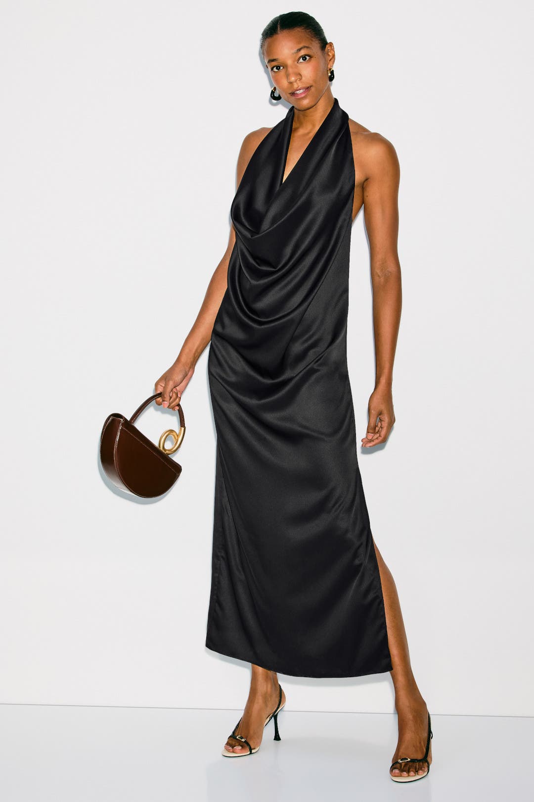 By Malene Birger Charmie Cowl Neck Backless Midi Dress Black
