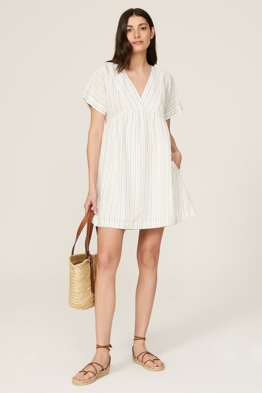 Madewell Striped Babydoll Dress White-blue-print