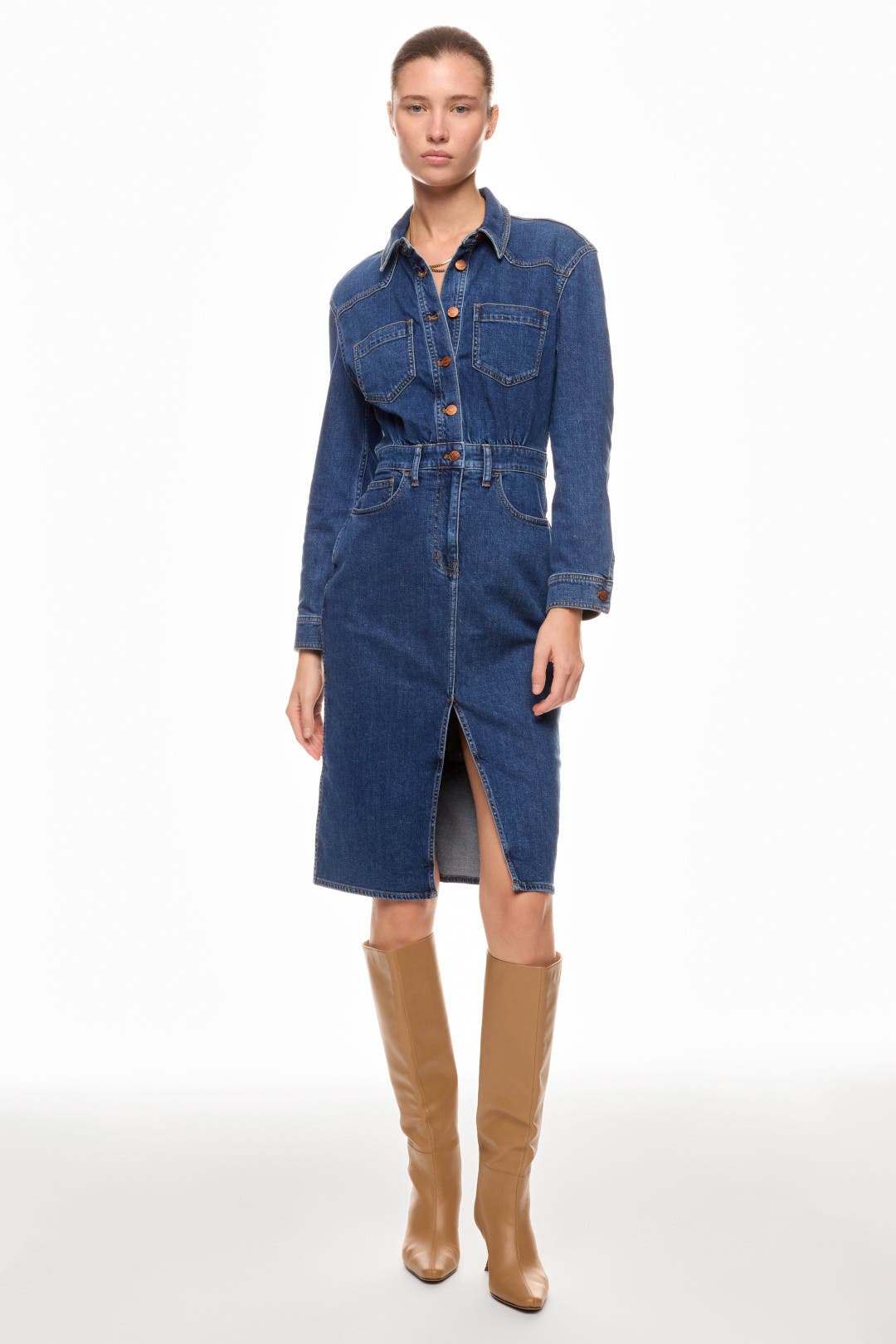 Madewell Denim Long Sleeve Shirt Dress Blue