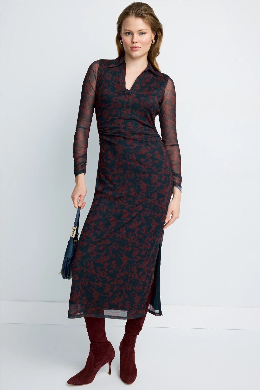 Madewell Chandra Maxi Dress Blue-red-print