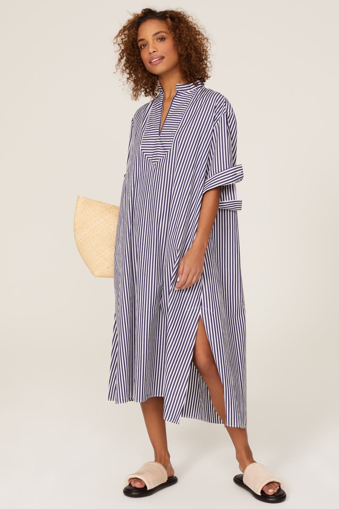 Martin Grant Oversize Tunic Dress Blue-white-print