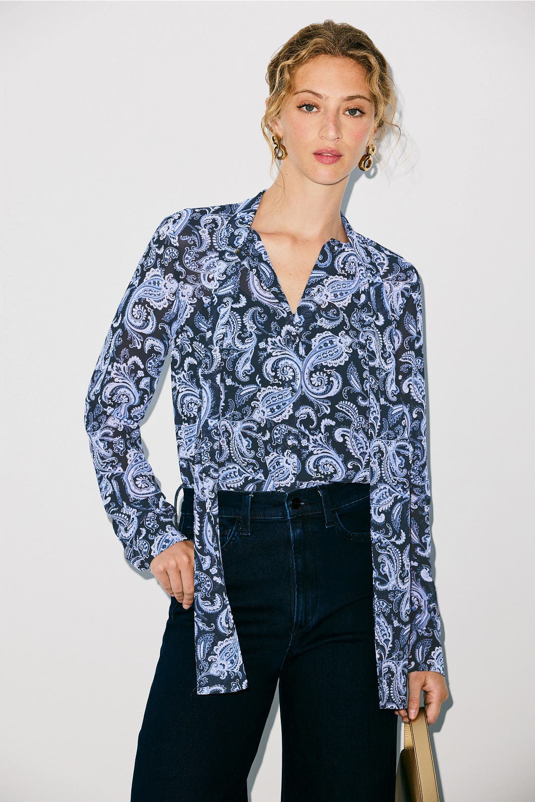 Michael Kors Paisley Bow Blouse Black-blue-print