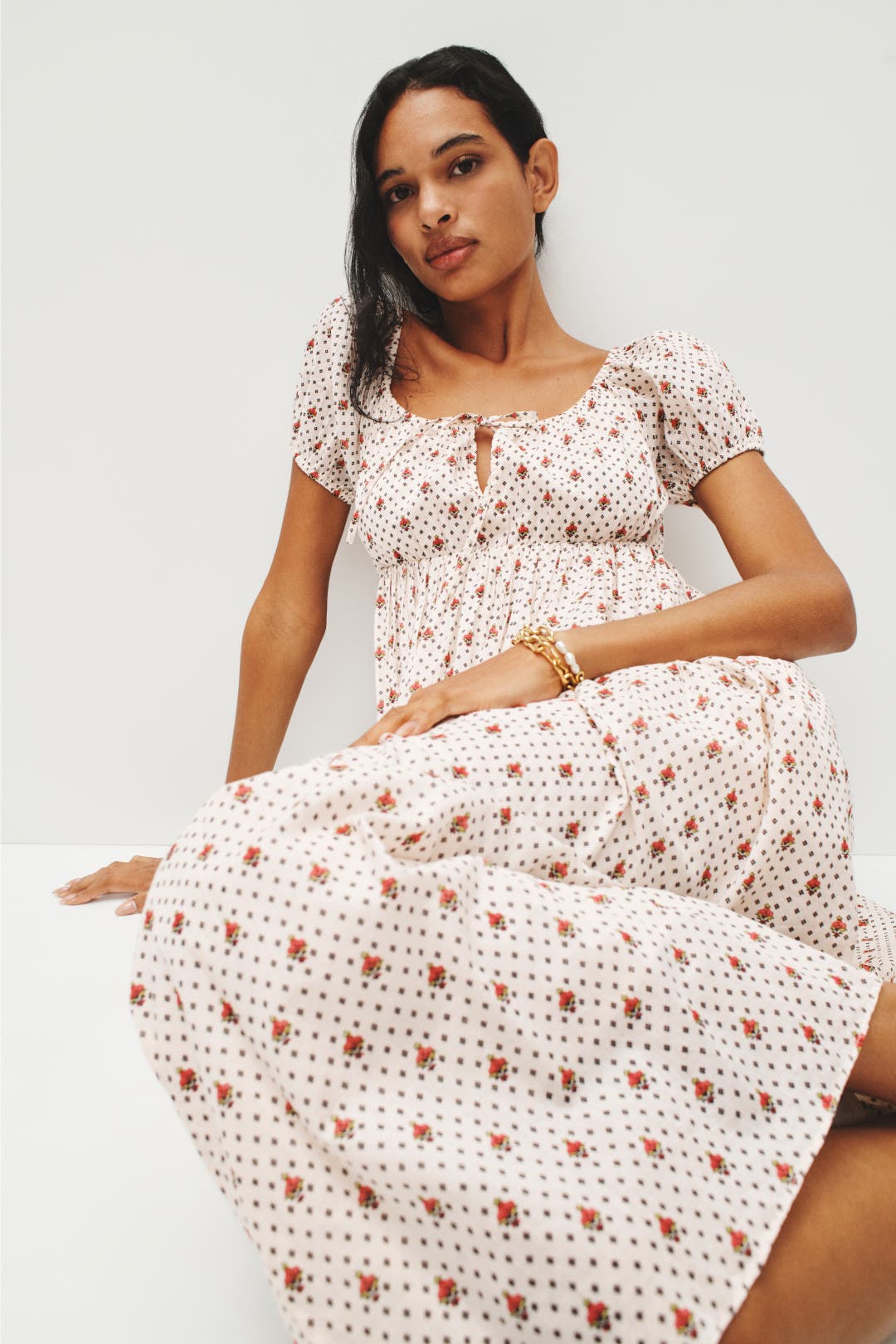 Mille Coralie Dress White-red-print