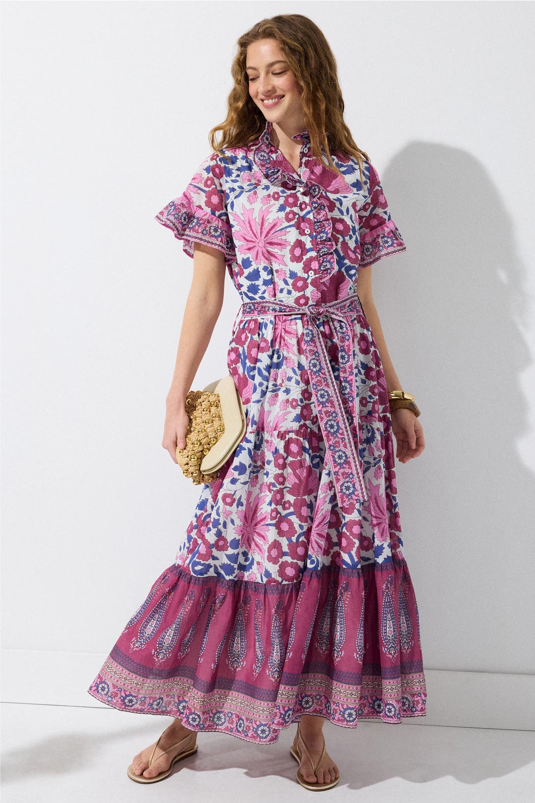 Mille Victoria Dress Pink-white-print