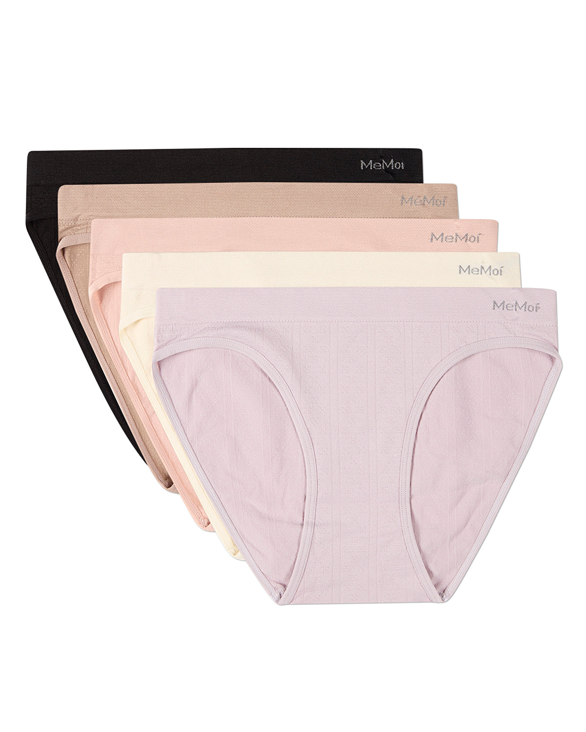 Pair Women's Seamless Pointelle Tag-Free No-Show Bikini Panties - Asst- Misty Lilac Egret Sepia Rose Etherea Black