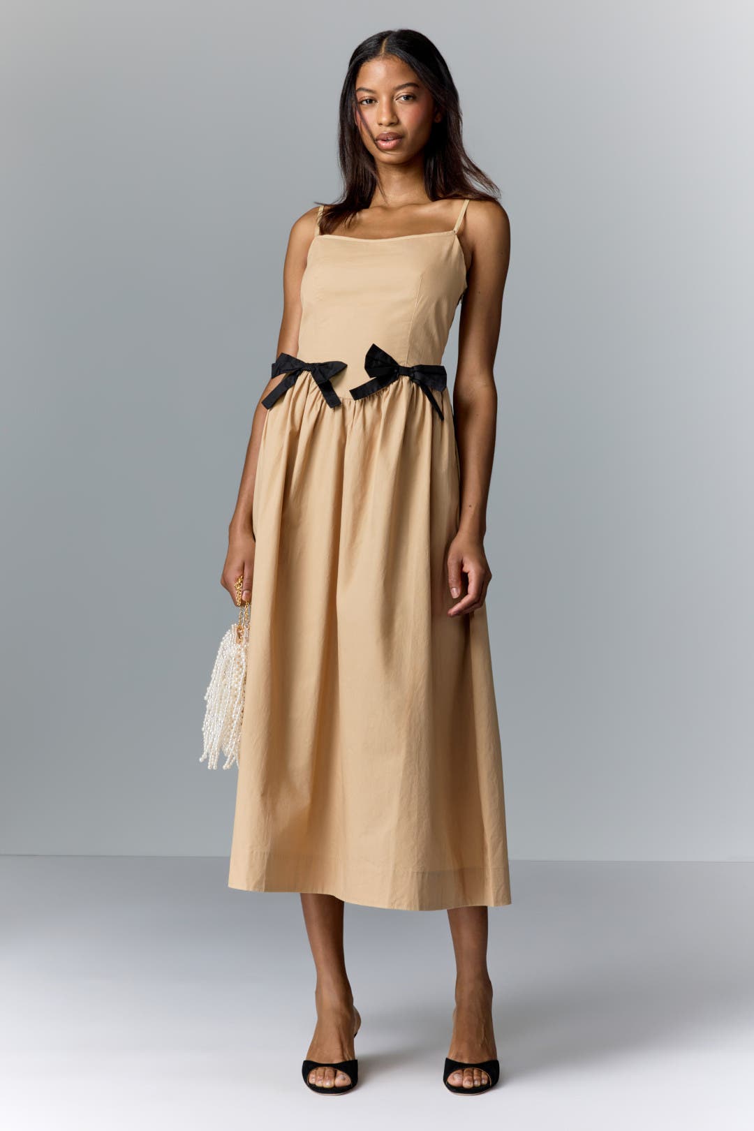 Moon River Sleeveless Square Neck Midi Dress Brown-black