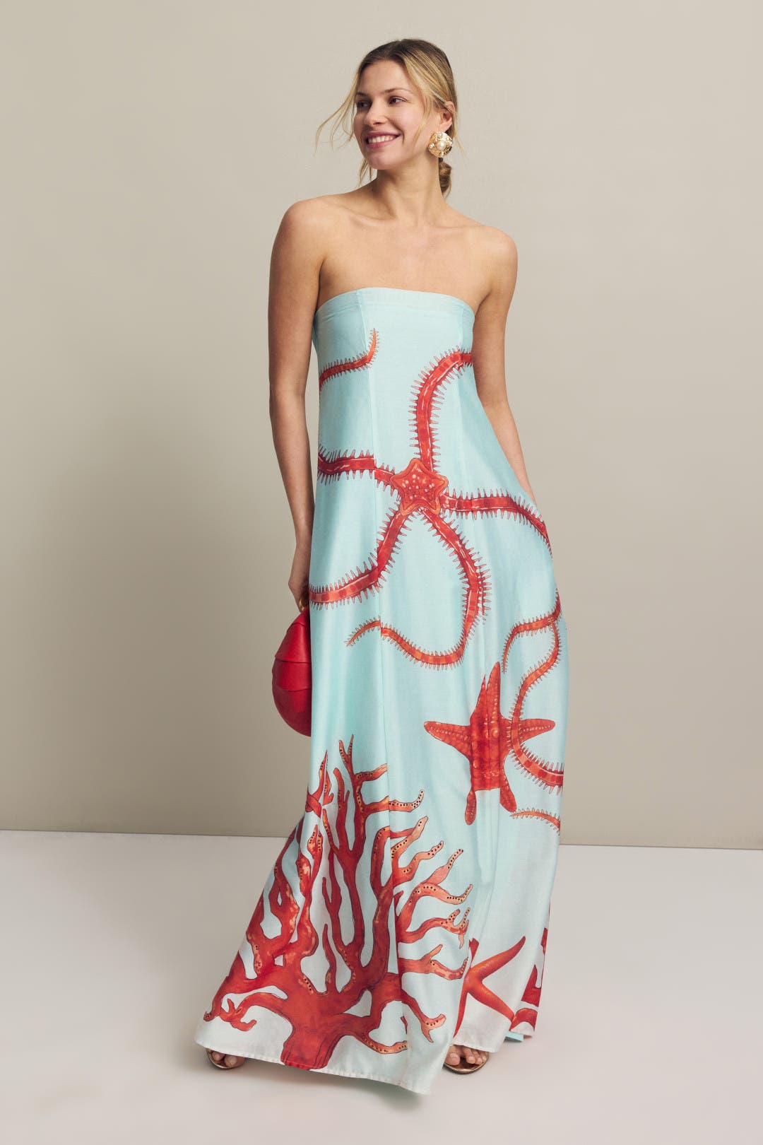Muma World Ursa Strapless Maxi Dress Multicolored-blue-print