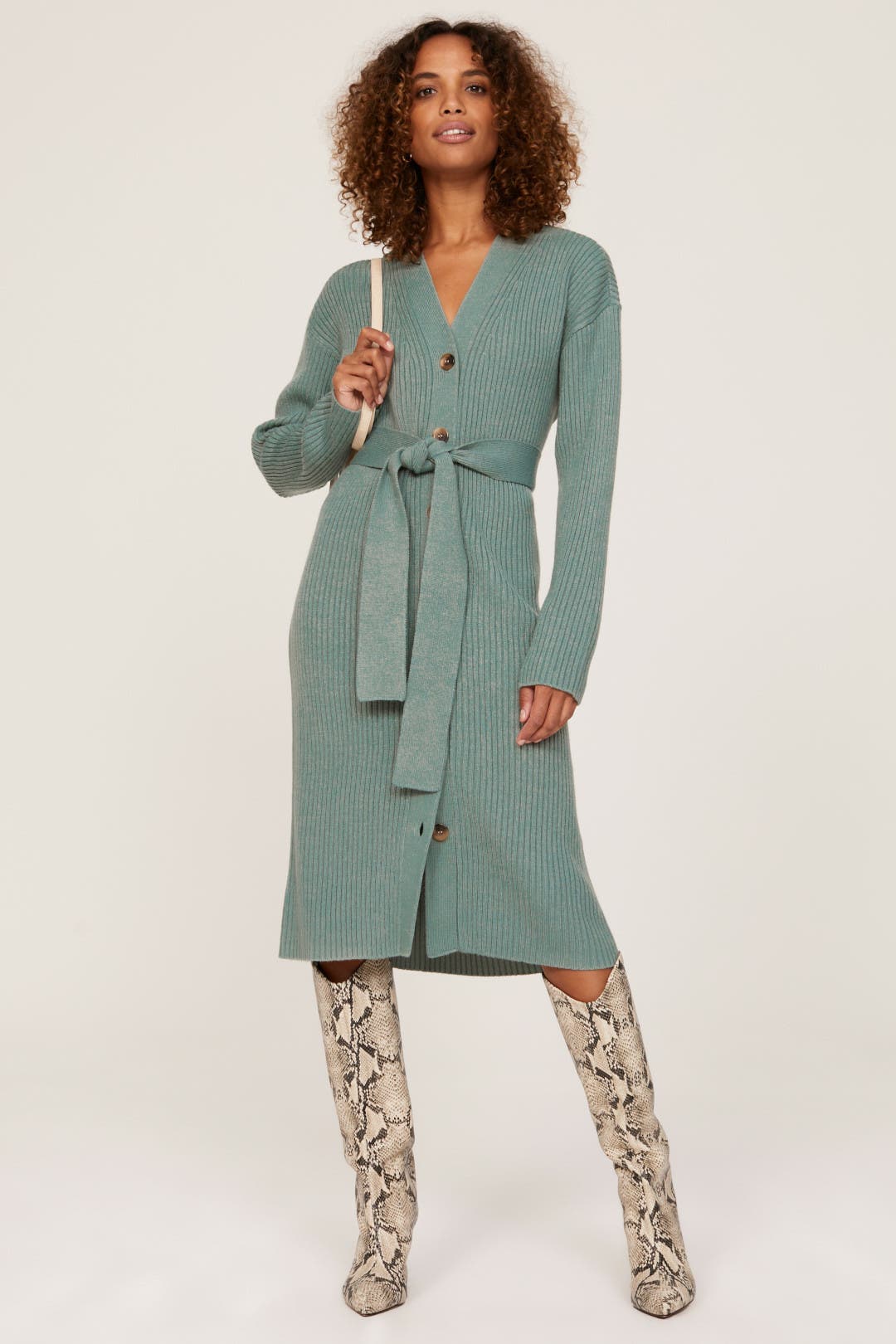 Marissa Webb x RTR Knit Cardigan Dress Green