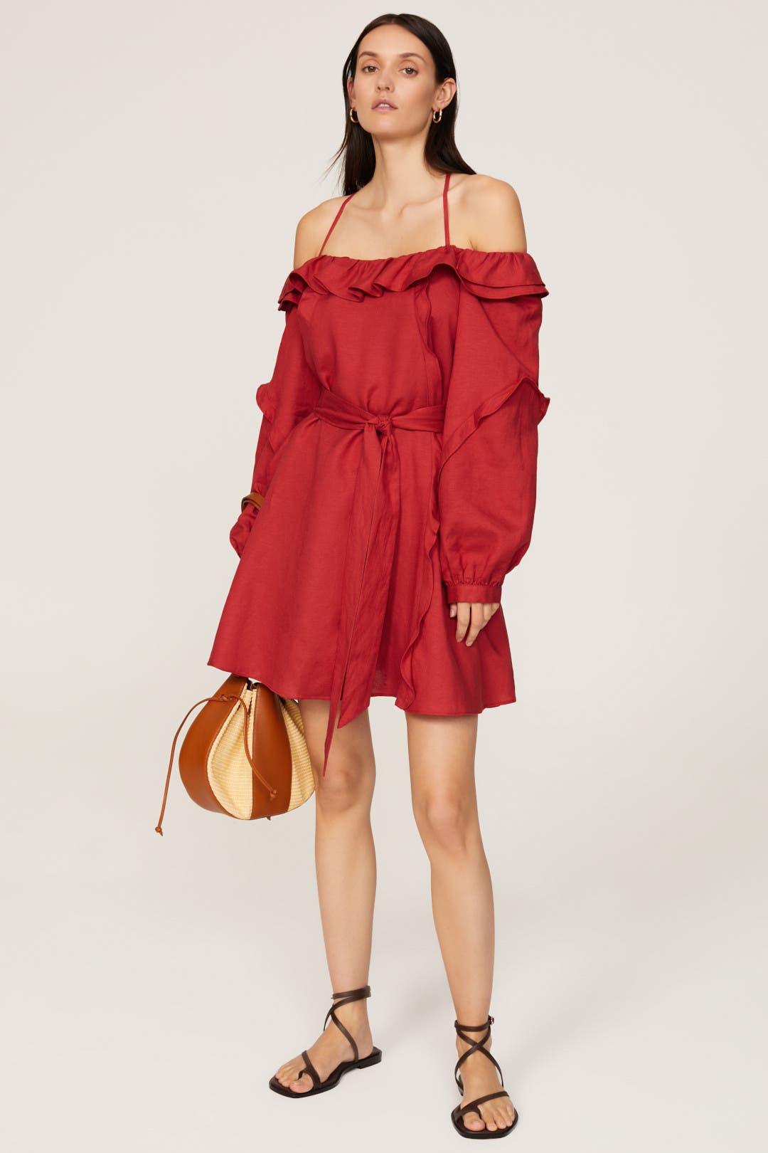 Marissa Webb x RTR Linen Mini Dress Red