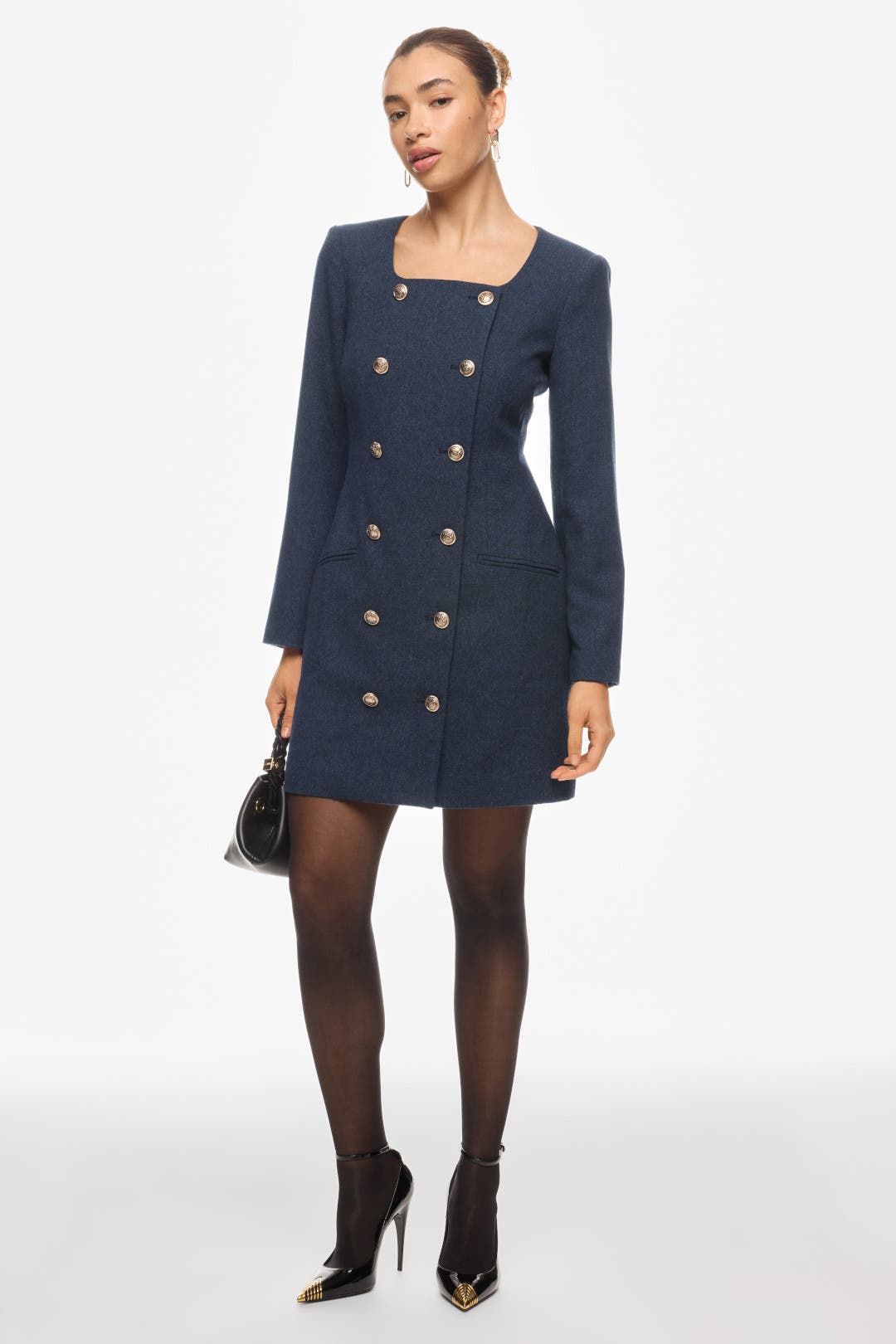 Marissa Webb x RTR Tweed Button Dress Blue