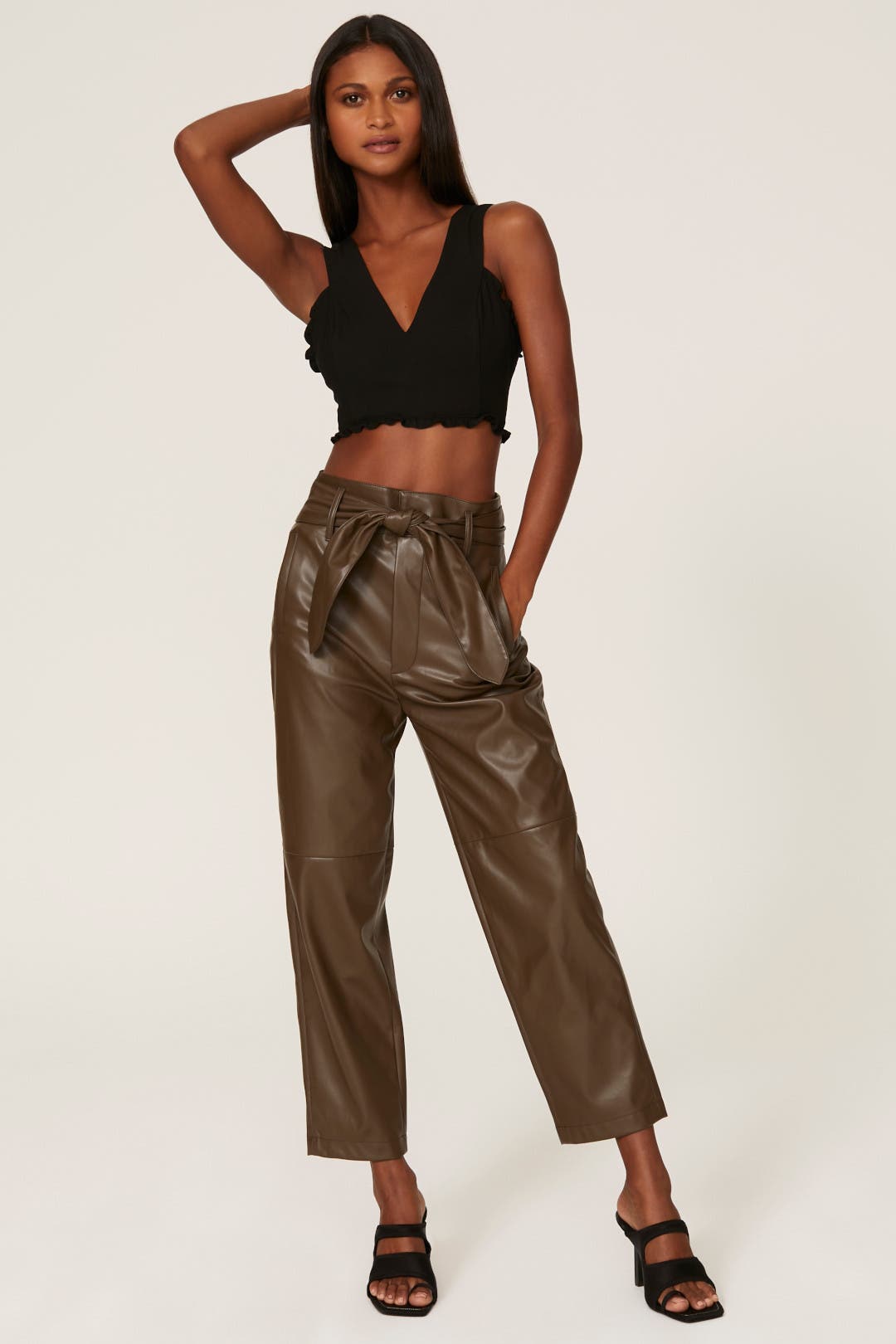 Marissa Webb x RTR V Neck Crop Top Black