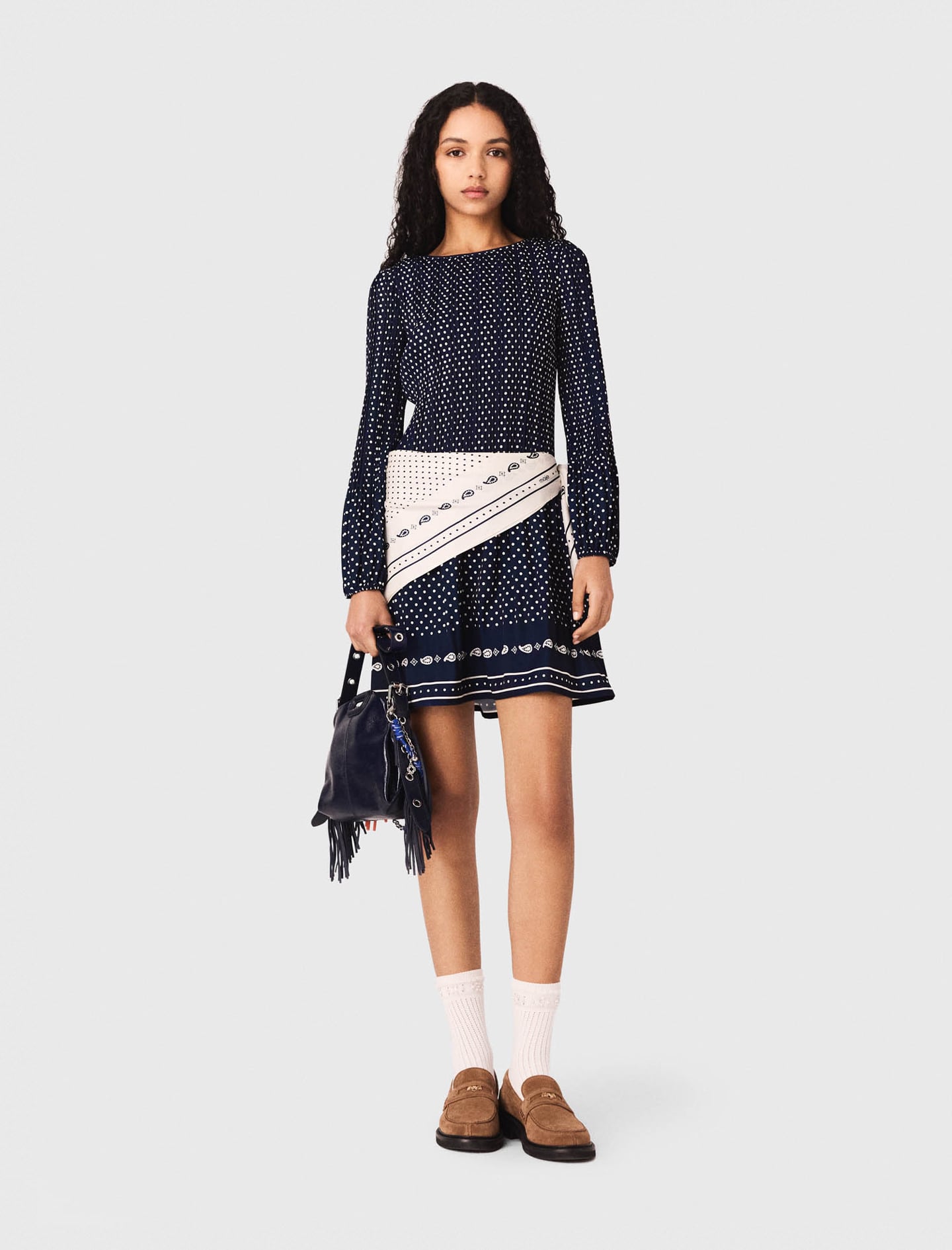 Bandana print pleated dress