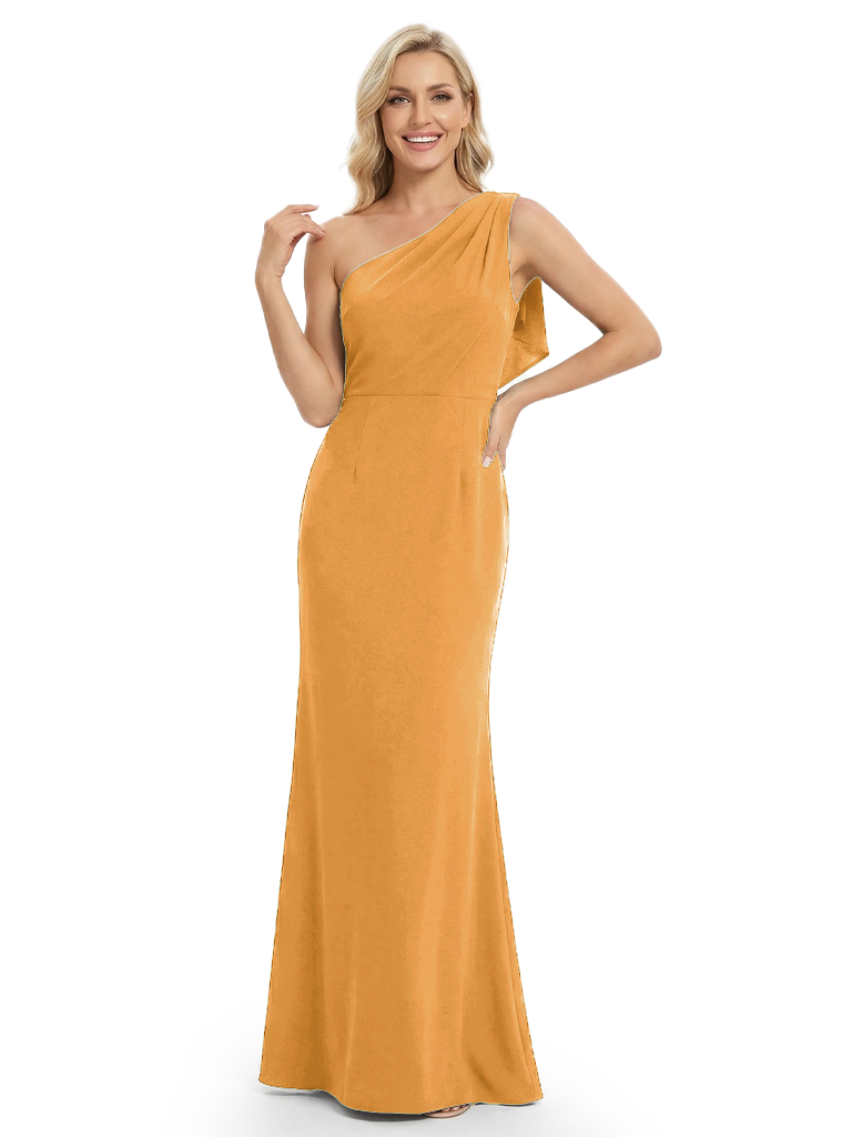 Chicsew Sexy One Shoulder Ruched Floor Length Mermaid Mother Of The Groom Dress