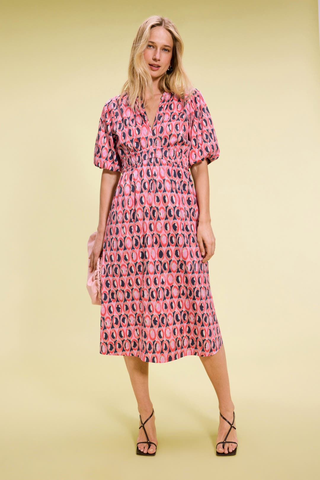 NIC + ZOE Ikat Rings Mary Dress Pink-black-print