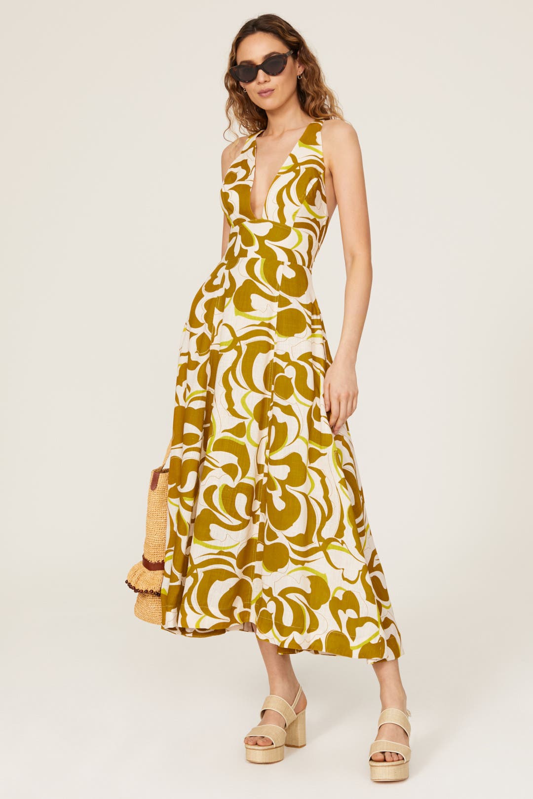 Nicholas Haisley Swirl Dress Green-cream-print