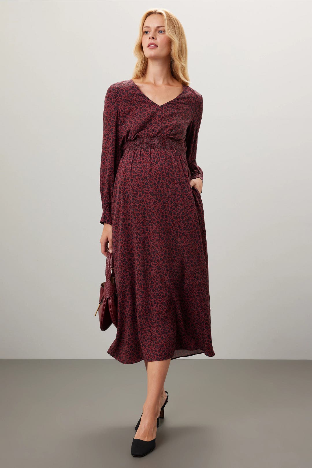 NOM Maternity Leila Dress Red-multicolored-print