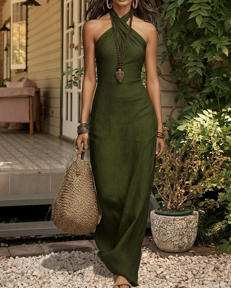 Minimalist Graceful Halter Neck Maxi Dress