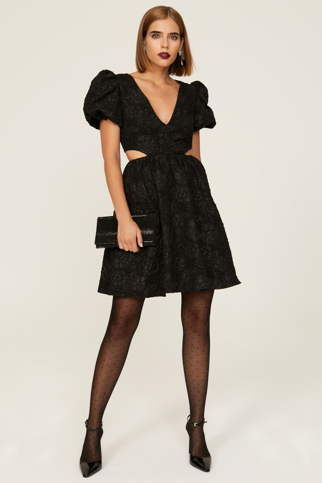One Social Jacquard Cutout Dress Black