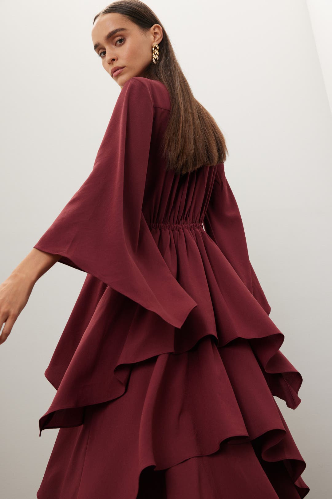 Osman Yousefzada x RTR Ruffle Button Down Dress Red
