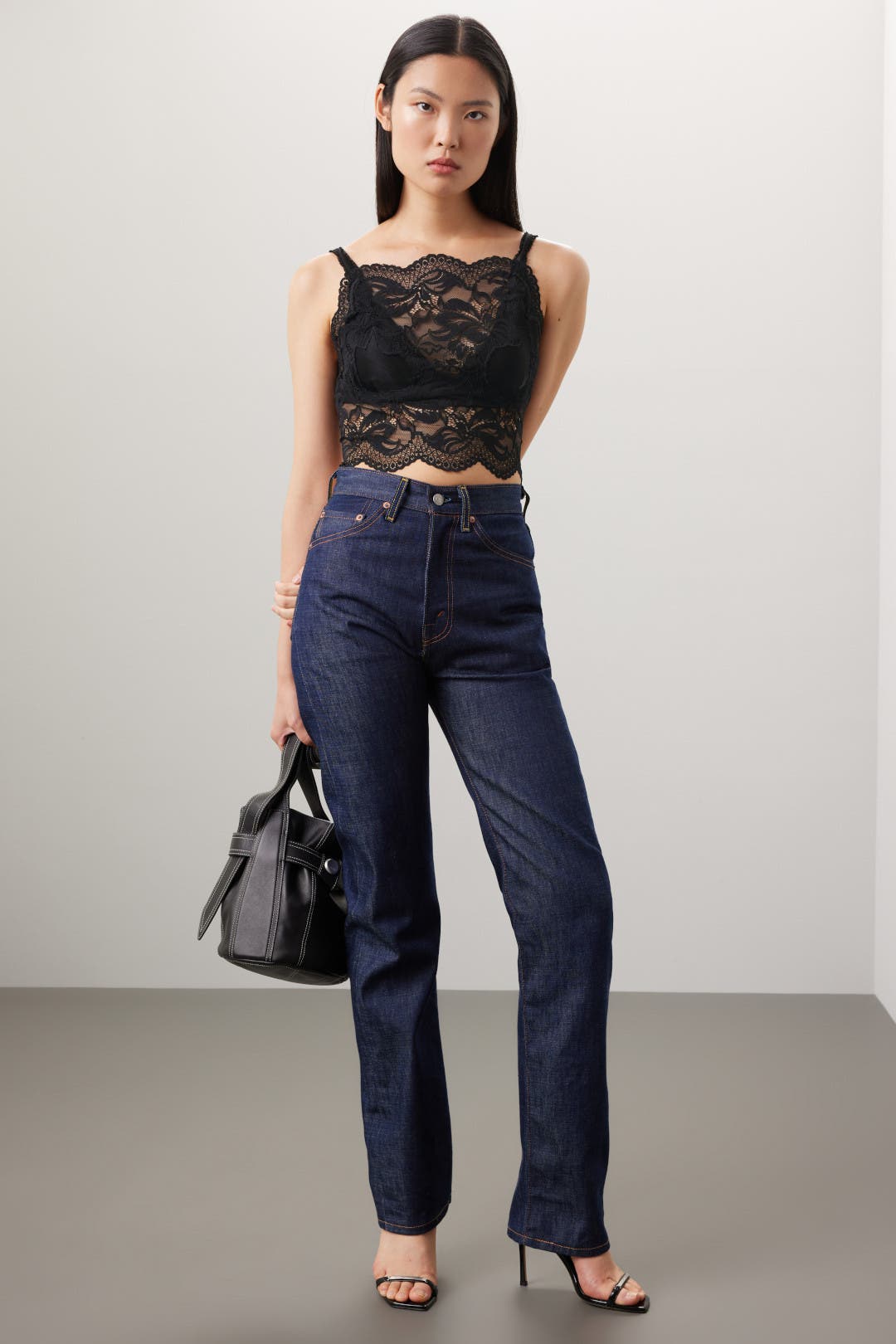 Rabanne Lace Crop Top Black