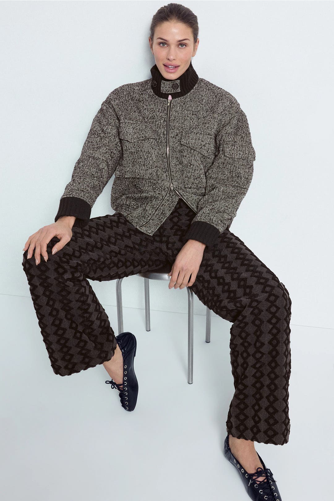 Plan C x RTR Wool Bomber Jacket Black-white