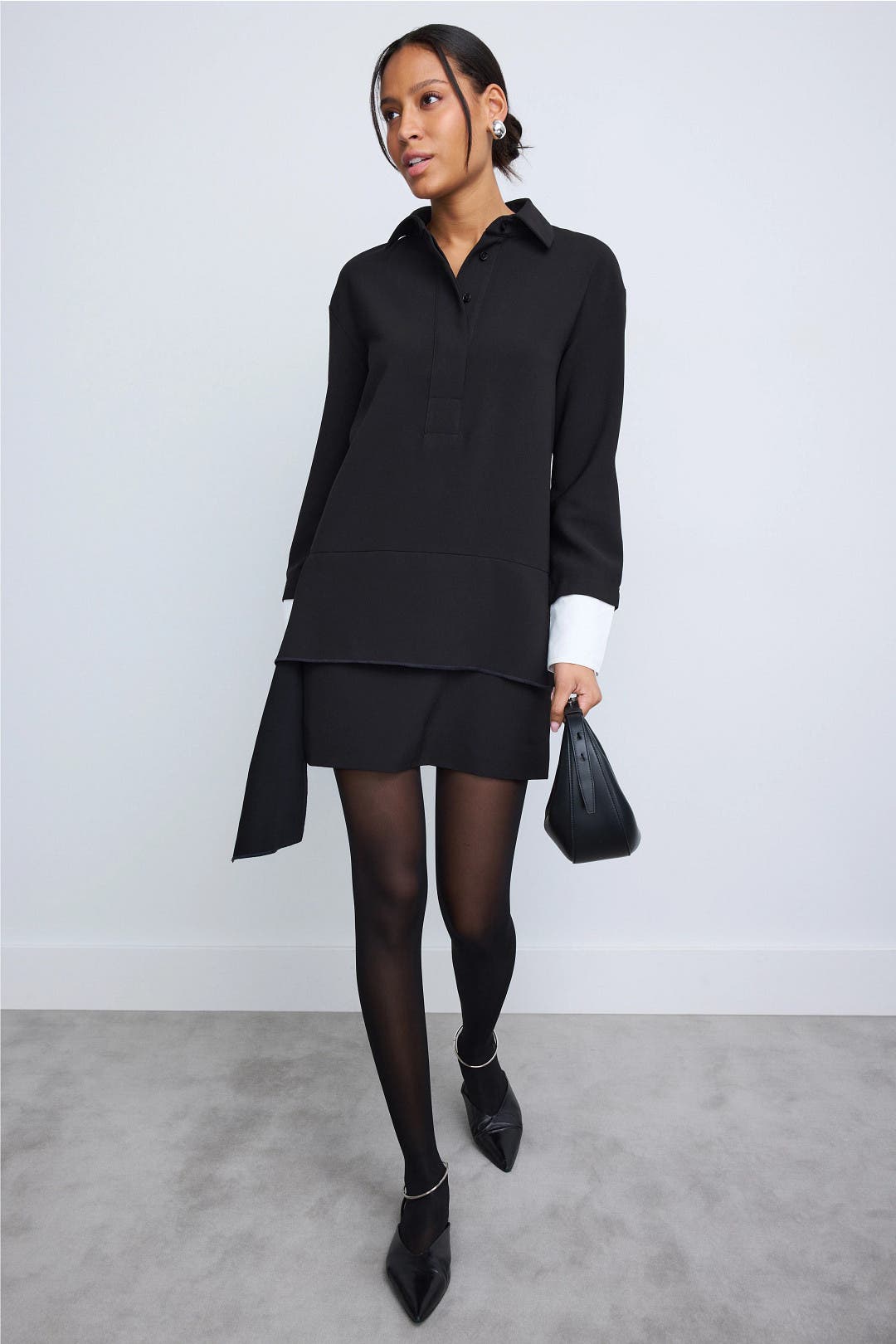 Plan C x RTR Reconstructed Mini Shirt Dress Black-white