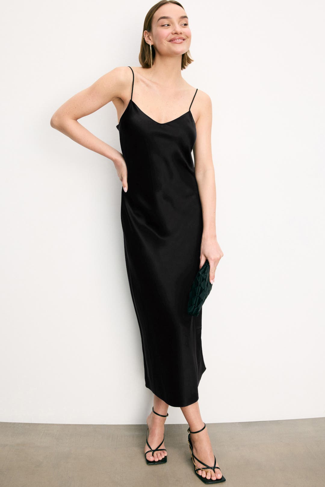Polo Ralph Lauren Satin Midi Slip Dress Black
