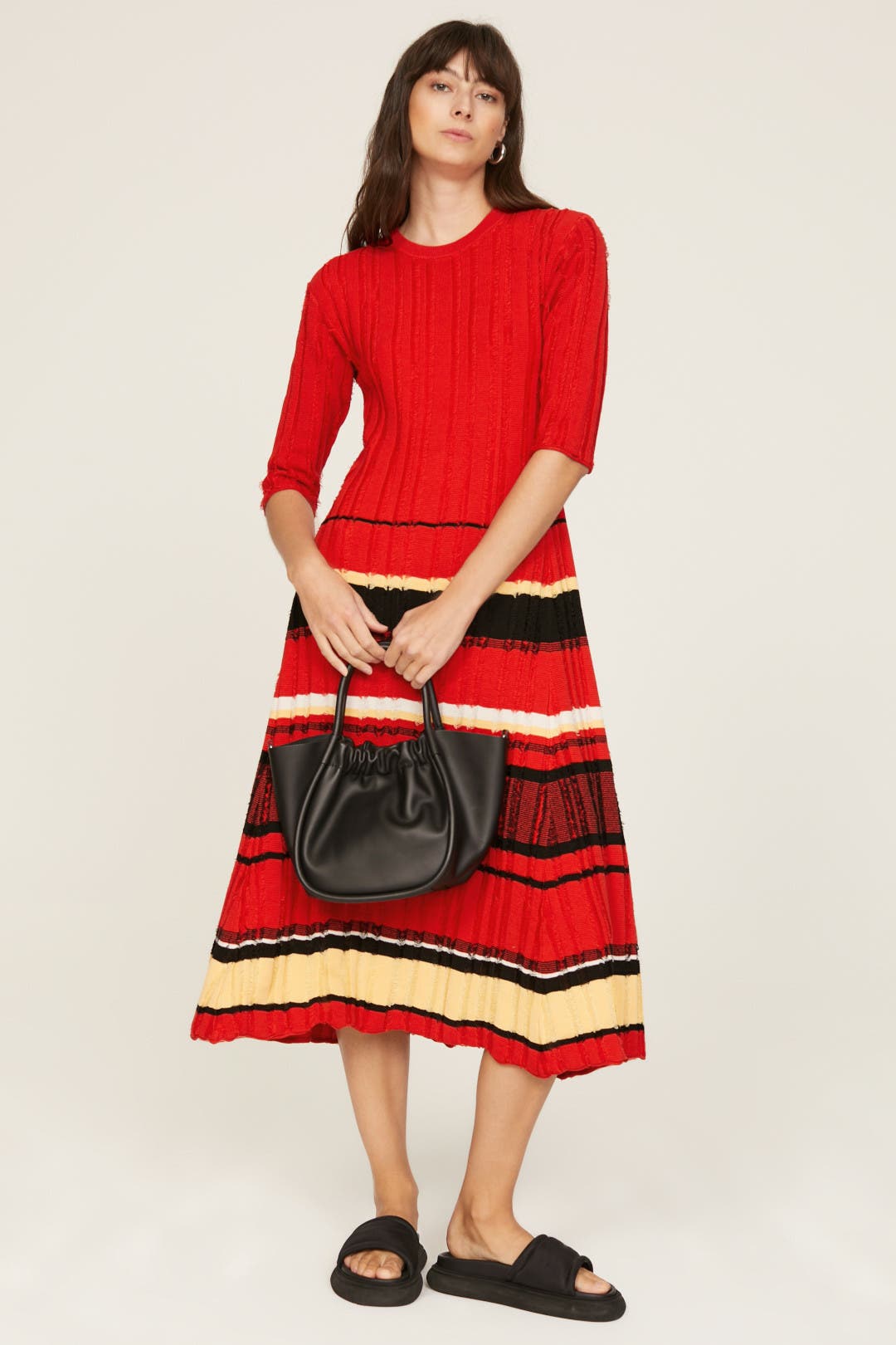 Proenza Schouler Stripe Coupe Dress Red-multicolored-print