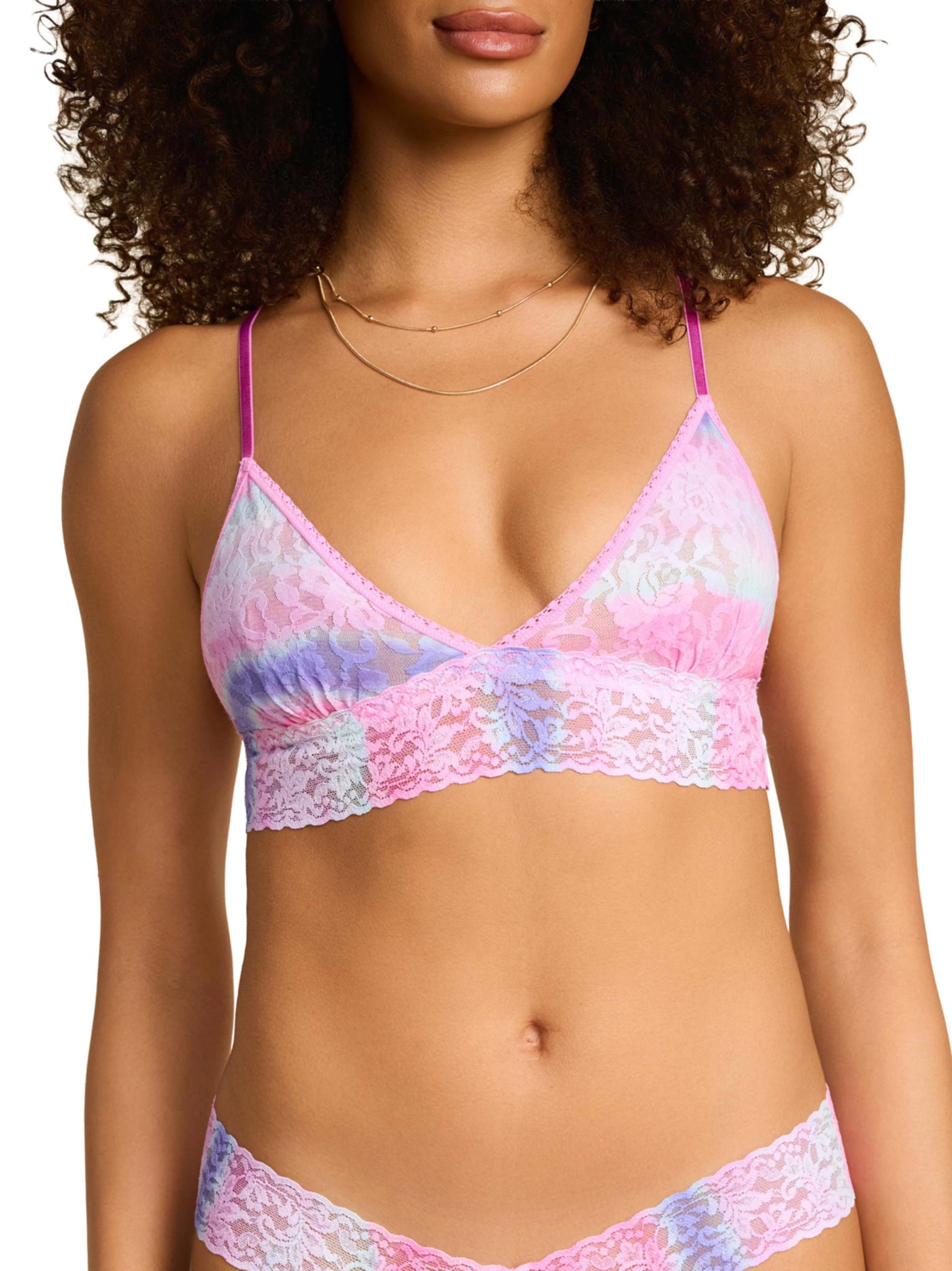 Hanky Panky Women's Printed Signature Lace Padded Triangle Bralette - Rem Pink, X