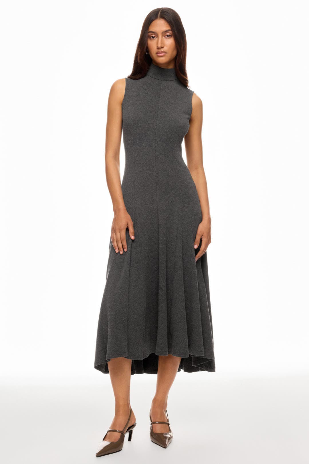 Peter Som x RTR Sleeveless Mock Neck Knit Dress Grey