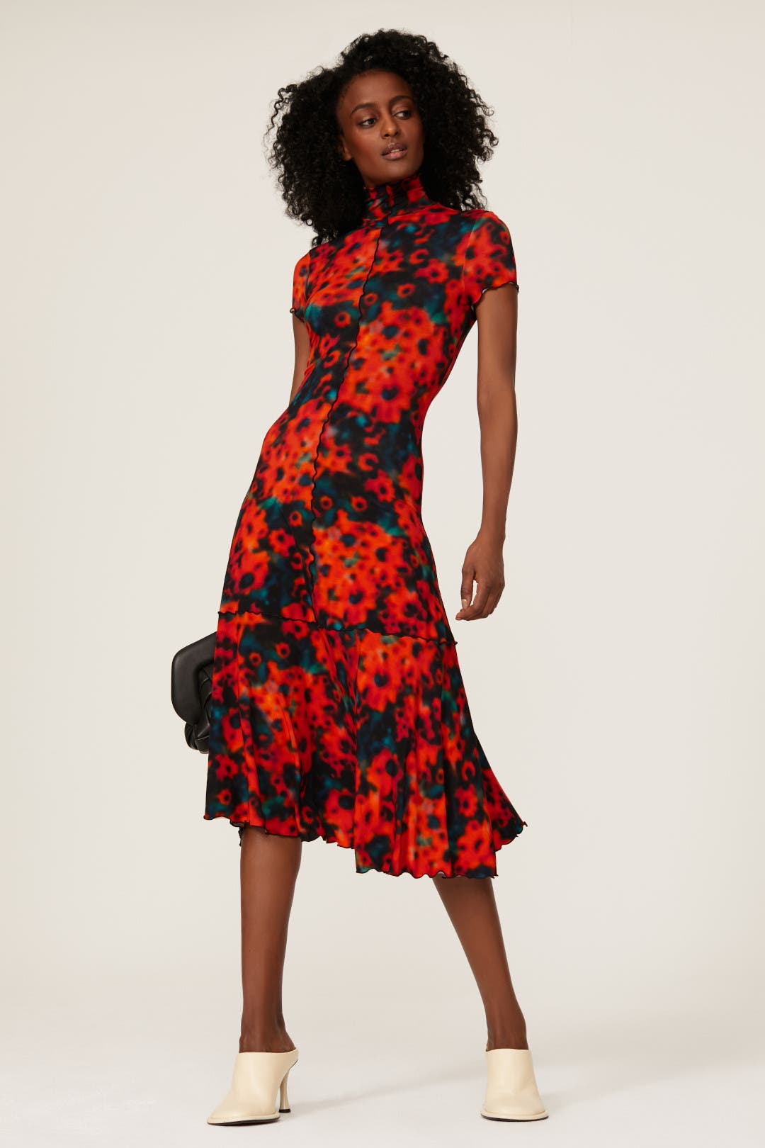 Proenza Schouler White Label Sunflower Dress Red-blue-print