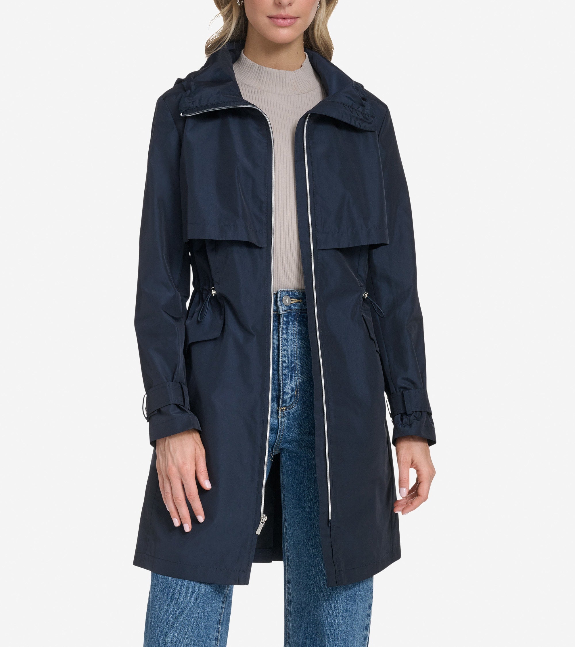 Cole Haan Women's Packable Trench Coat - Blue Size