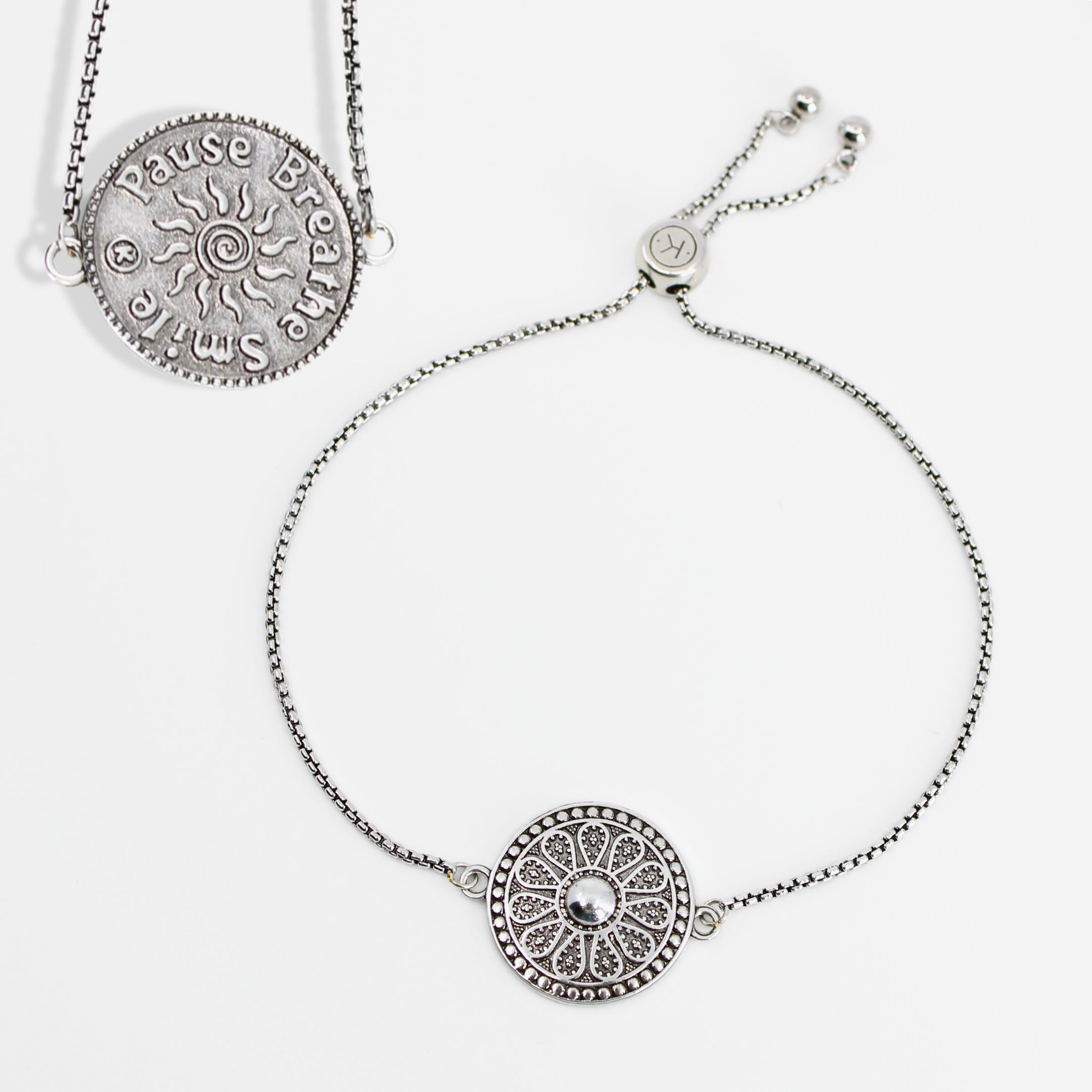 Pause Breathe Smile Mandala Adjustable Bracelet