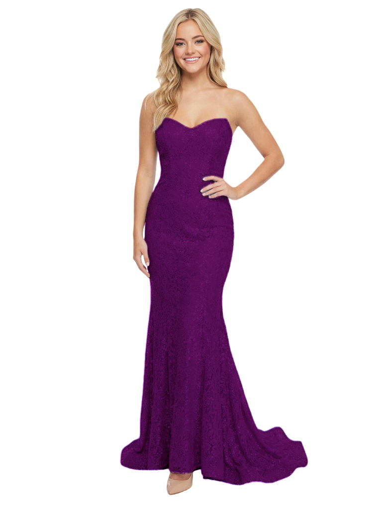 Sexy Sweetheart Mermaid Prom Dress Sparkly Sequin Lace Fancy Formal Evening Wear With Train
