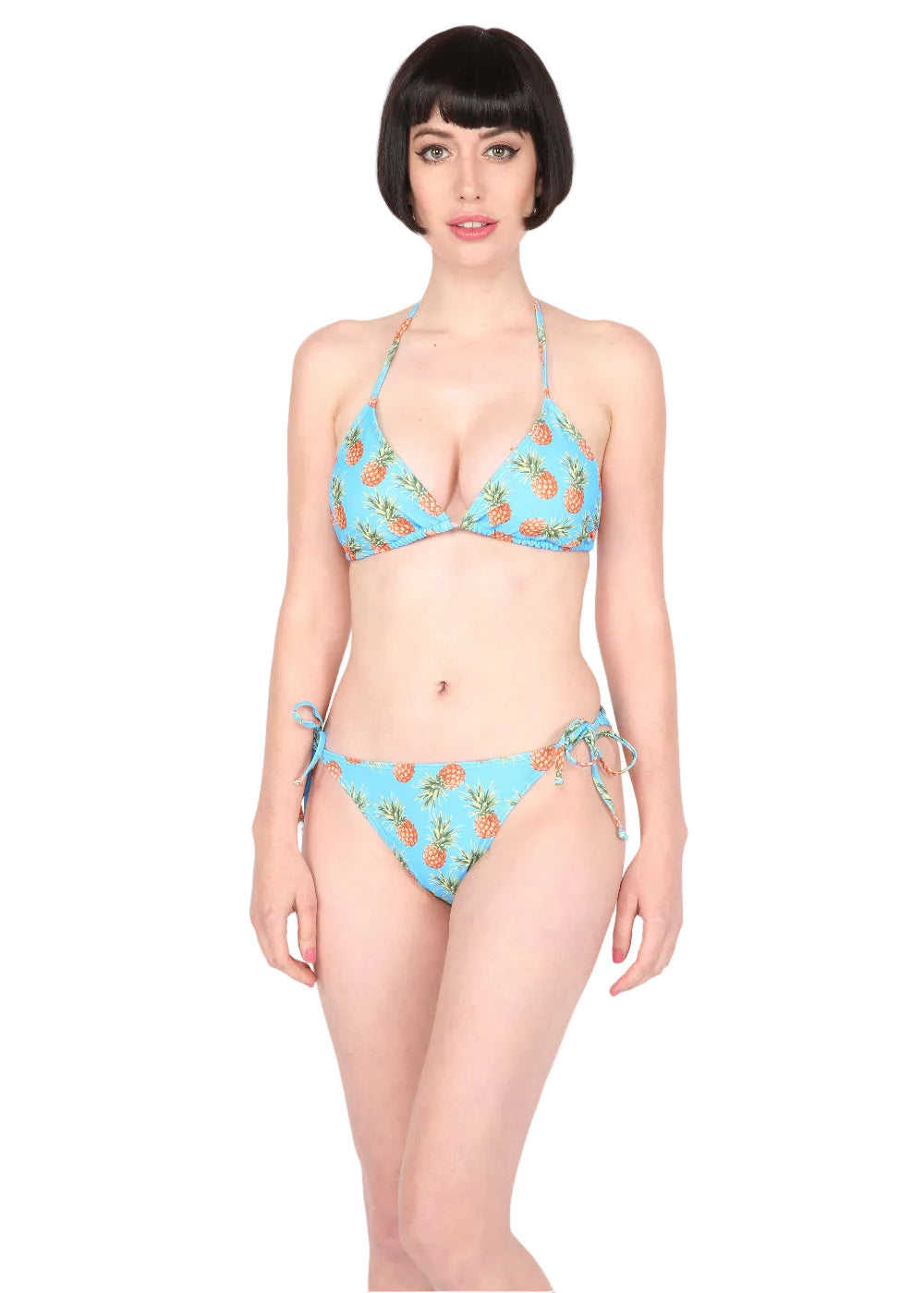 Pineapple Print String Bikini Tropical Retro Swimwear