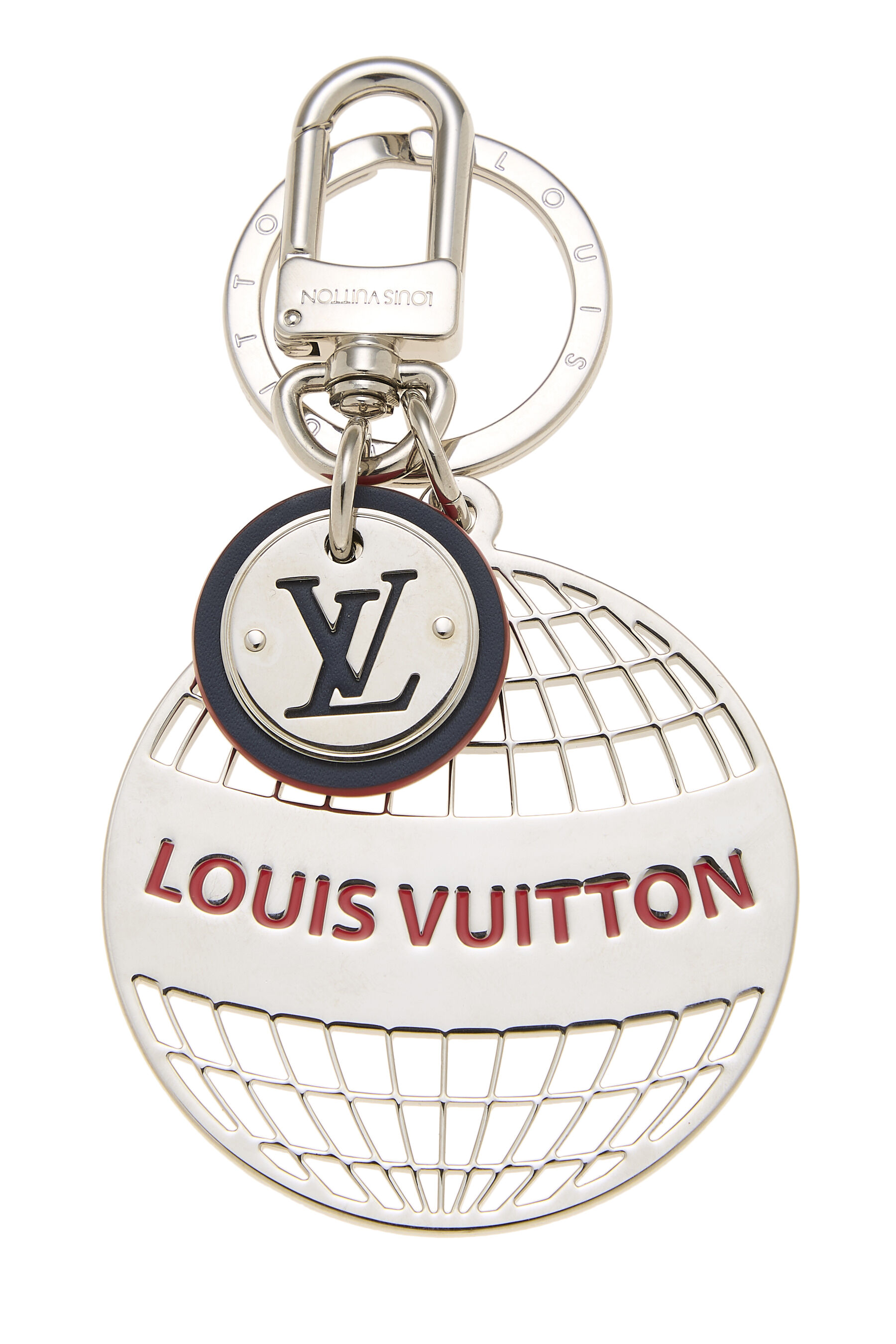 Women's Louis Vuitton Silver Globe League Bag Charm in Red