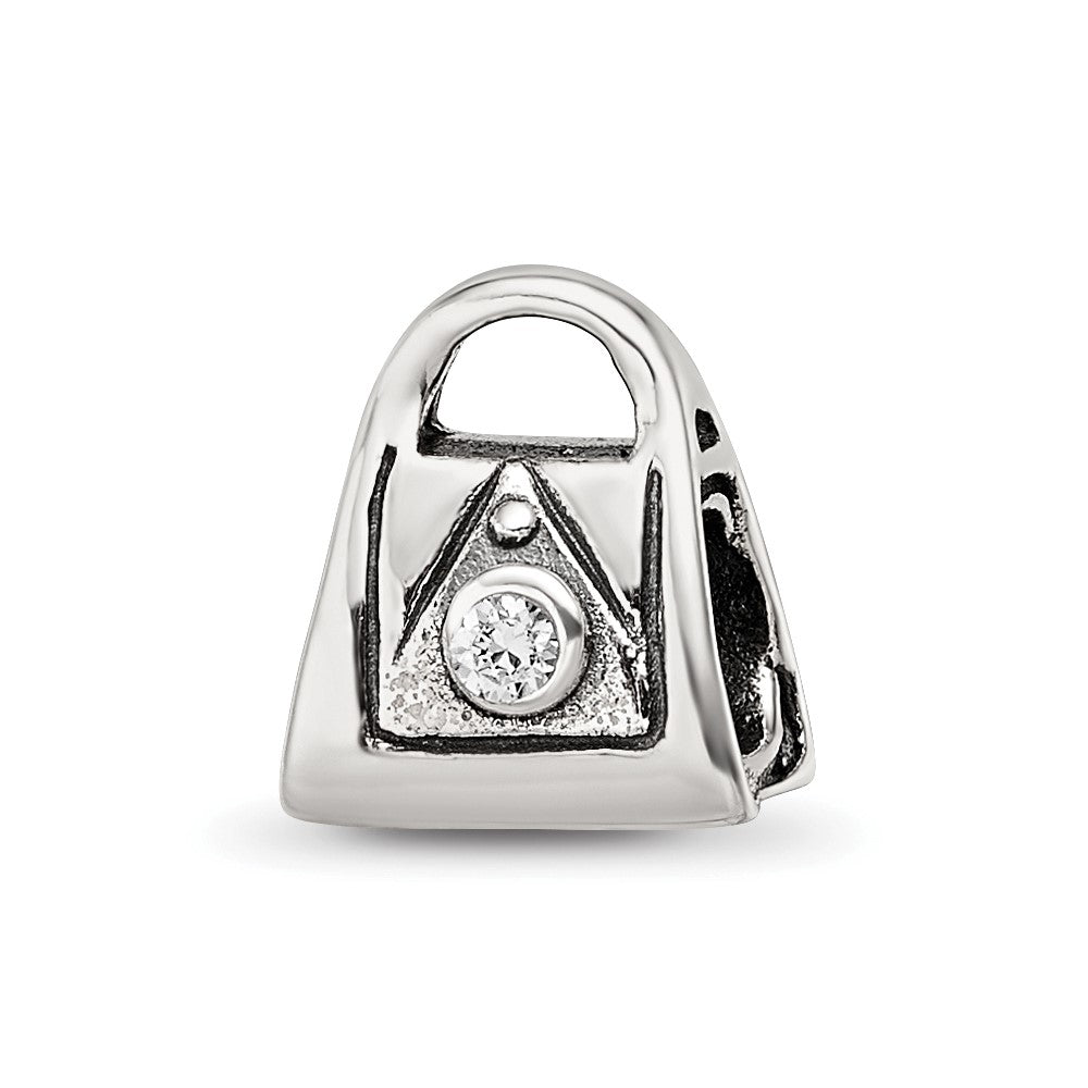 Sterling Silver Reflections Kids Cz Handbag Bead