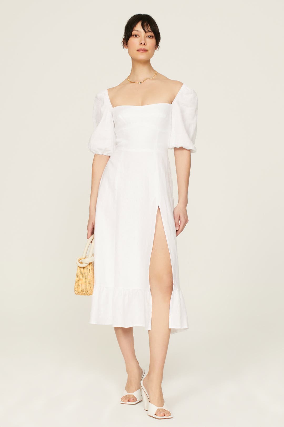 Reformation Belgium Linen Dress White