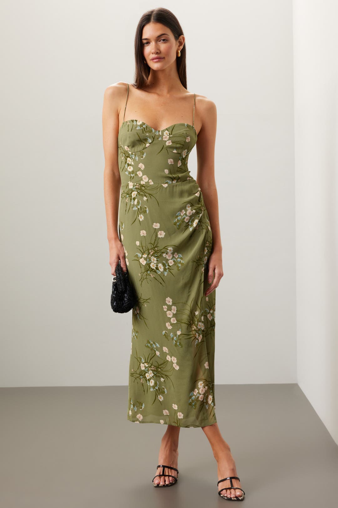 Reformation Kourtney Dress Green-white-print
