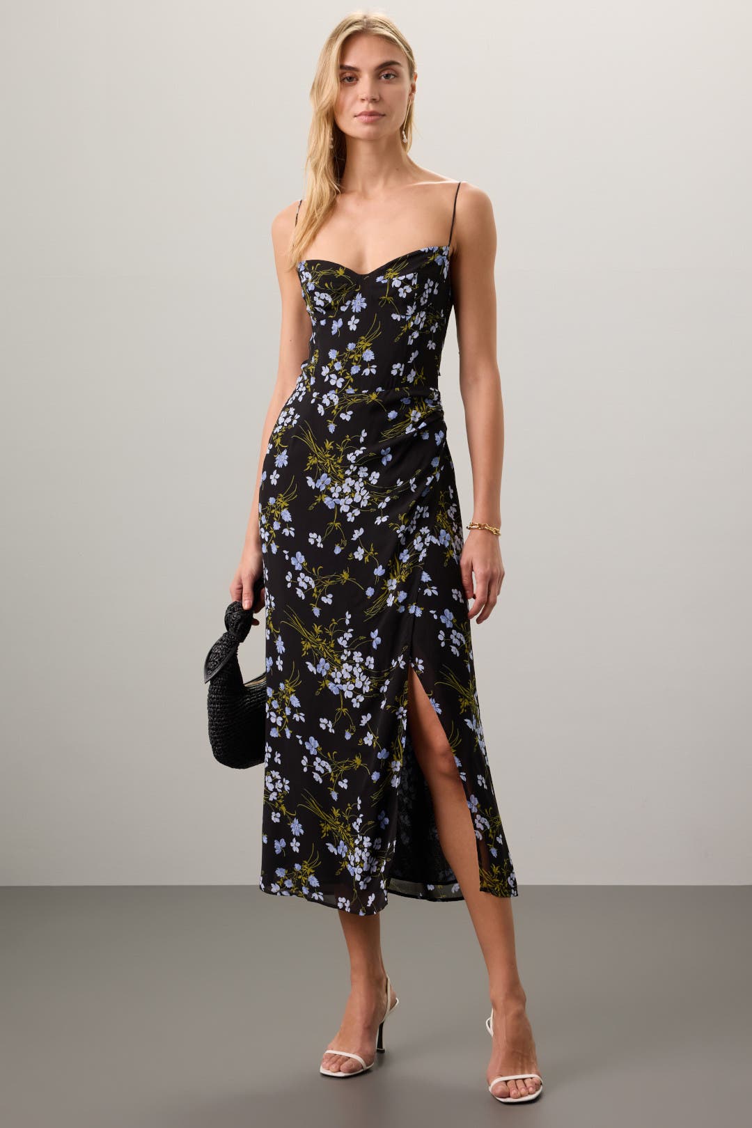 Reformation Black Kourtney Dress Black-blue-print