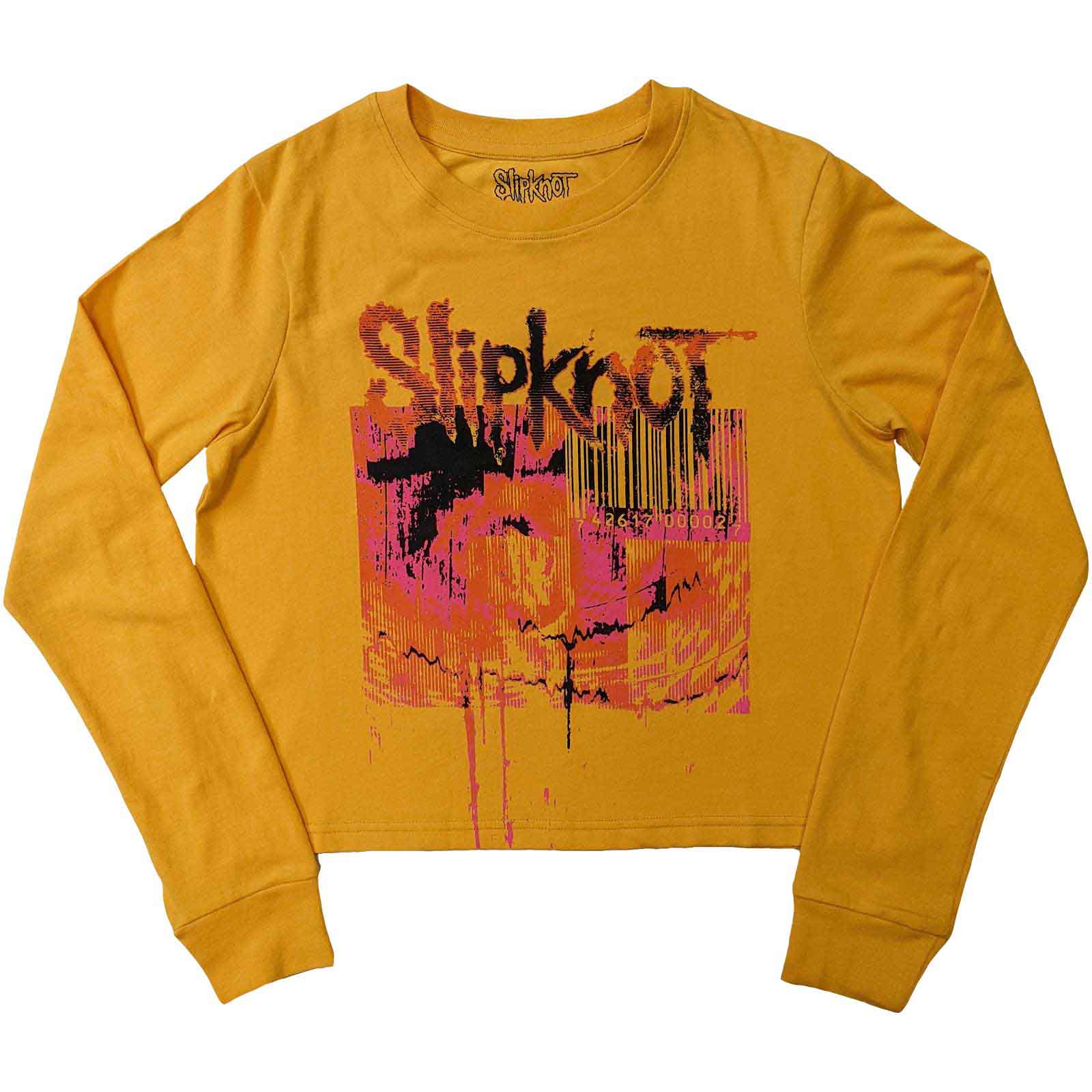SLIPKNOT - THE END, SO FAR BARCODE - Long Sleeve Crop Top Yellow Back Print