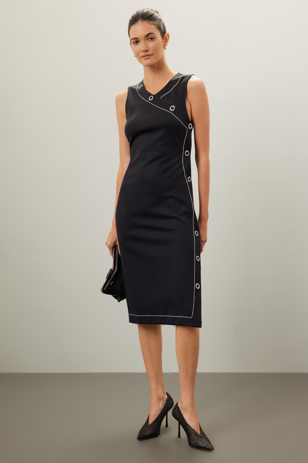 Rosetta Getty Asymmetric Snap Dress Black
