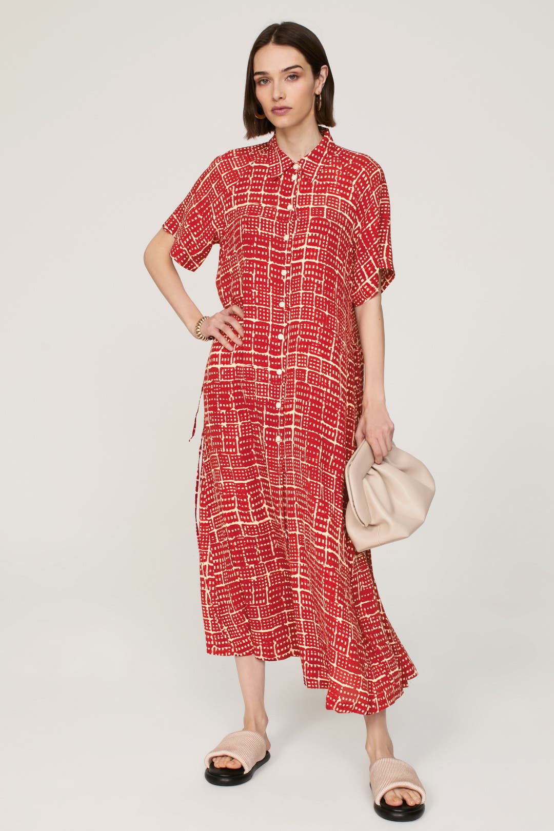 Rosetta Getty x RTR Red Shirt Dress Maxi Red-print